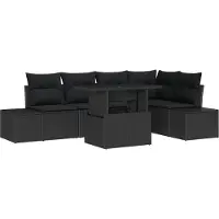 vidaXL Tuinbank Set 6 st Zwart poly rattan