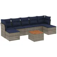 vidaXL 8-delige loungeset voor de tuin met kussens, grijs, kunststof vlechtwerk