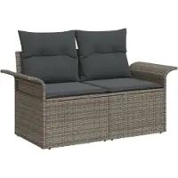 vidaXL Tuinbank Set 6 st Grijs [Synthetisch]: Poly Riet