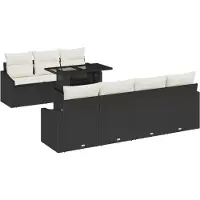 vidaXL Tuinbank Set 8 st Zwart en Crème poly rattan
