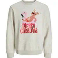 Jack & Jones Sweatshirt 'X-Mas' lichtbruin / rosa / rood / offwhite