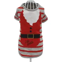 Croci t-shirt hond little santa gestreept grijs/rood 30 cm