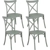 Oviala - Set van 4 saliegroene plastic terrasstoelen - Dublin