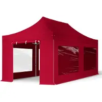 TOOLPORT 3x6 m Easy up partytent met zijwanden (4 panorama), PROFESSIONAL alu 40mm, rood