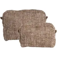 House Nordic Toilettas - Make-Up Tas - Beautycase - set van 2 - bruin met goud -