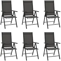 vidaXL Tuinstoelen 6 st inklapbaar textileen zwart