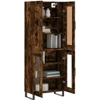 vidaXL Hoge kast 69,5x34x180 cm bewerkt hout gerookt eikenkleurig