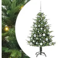 vidaXL Kunstmatige Voorverlichte Kerstboom met Ballenset Groen 120 cm