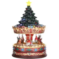 Luville Carrousel met kerstboom bovenop | Inclusief adapter | 22 x 22 x 35 cm