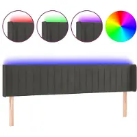 vidaXL Hoofdbord LED 203x16x78/88 cm fluweel donkergrijs
