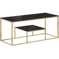 vidaXL Salontafel, goudkleurig roestvrij staal en gehard glas