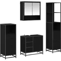 vidaXL Badkamermeubel Set 4 st Zwart Eiken 65 x 33 x 60 cm