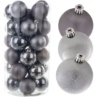 Kadax Kerstballen van kunststof, set van 30 ballen, kerstballen, kerstboomballen, kerstboomversiering, kerstdecoratie (grafiet)