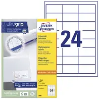 Avery Zweckform AVERY ultragrip Universele etiketten 3658 Permanent klevend A4 Wit 64,6 x 33,8 mm 100 Vellen à 24 Etiketten