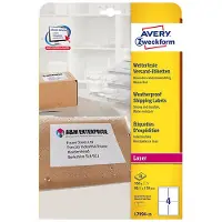 Avery Zweckform AVERY Weerbestendige etiketten L7994-25 Permanent klevend A4 Wit 99,1 x 139 mm 25 Vellen à 4 Etiketten