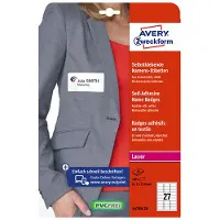Avery Zweckform L4784-20 zelfklevende naambadge etiketten 63,5 x 29,6 mm wit/blauw (540 naambadges)