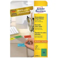 Avery Zweckform L4792-20 verwijderbare etiketten A4 38,1 x 21,2 mm groen (1300 etiketten)