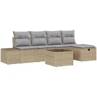 vidaXL Bankstel 5 st poly rattan