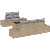 vidaXL Tuinbank Set 6 st Beige en Grijs poly rattan