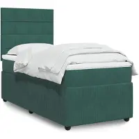 vidaXL Boxspring met matras fluweel donkergroen 100x200 cm