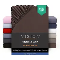 Vision Hoeslaken - 100% katoen - 180x200 cm met ruime hoek van 30cm - Geschikt voor boxspring matras - Chocolade - Oekotex gecertificeerd