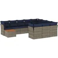 vidaXL 13-delige tuinbankset met kussens, grijs polyrotan