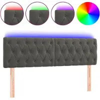 vidaXL Hoofdbord LED 160x7x78/88 cm fluweel donkergrijs