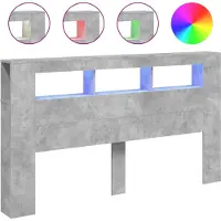 vidaXL Hoofdeinde met LED 180x18,5x103,5 cm bewerkt hout betongrijs
