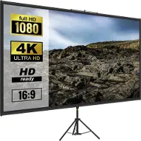 Vevor Projectiescherm 16:9 Projectorscherm 177,8 cm Projector Screen van Polyester en Aluminiumlegering met Verstelbaar Aluminium Statief en 160 Graden Kijkhoek voor Thuisbioscoop