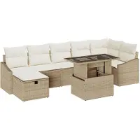 vidaXL Tuinbank Set 8 st Beige poly rattan