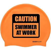 Buddyswim Caution Swimmer At Work Zwembadmuts Oranje