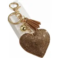 Yehwang Bag Charm - Tashanger - Sleutelhanger - Grote Hart bruin - heart - Cadeau - Kerst - moeder