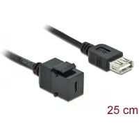 DeLOCK USB-C Keystone module - USB-A (v) | USB2.0 | zwart | 0,25 meter
