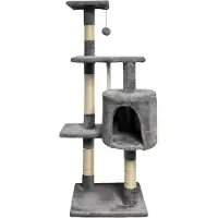 Paloma Krabpaal donkergrijs 40 x 40 x 114 cm - 3 platforms, 1 touw, 1 nis, krabpalen