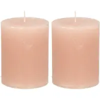 Atmosphera Stompkaars - 2x - taupe - 7 x 9 cm - cilinderkaars - middel rustiek model