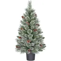 Black Box Trees Vandans Kunstkerstboom in Pot - H90 x Ø48 cm - Groen Frosted