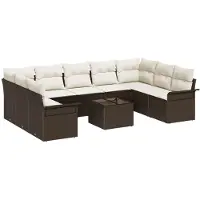vidaXL Tuinbank Set 10 st Bruin poly rattan