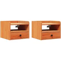 vidaXL Nachtkastje 2 st Wasbruin 38 x 36 x 29,5 cm Massief grenenhout