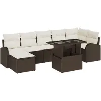 vidaXL Tuinbank Set 8 st Bruin en Crème poly rattan