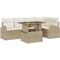vidaXL Tuinbank Set 6 st Bruin en Crème poly rattan