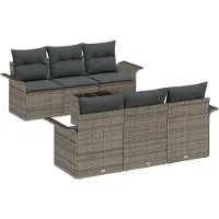 vidaXL Tuinbank Set 7 st Grijs poly rattan