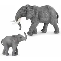 Papo Speelfiguren Olifanten familie - 2x - moeder en kind - 16 en 10 cm - Afrikaanse olifant