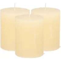 Atmosphera Stompkaars - 3x - ivoor wit - 7 x 9 cm - middel rustiek model - cilinderkaars - kaars