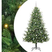 vidaXL Kunstmatige voorverlichte kerstboom met ballenset Groen 240 cm