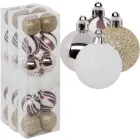 Atmosphera kerstballen 36x - champagne/roze/wit/goud -4 cm -kunststof