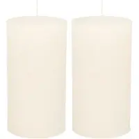 Atmosphera Stompkaars/cilinderkaars - 2x - wit - 7 x 13 cm - rustiek model