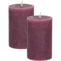Atmosphera Stompkaars - 2x - bordeaux rood - 5 x 8 cm - klein rustiek model - cilinderkaars - kaars