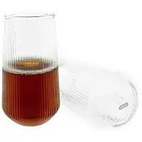Mulex | MX151440 Ribbel longdrinkglazen | 500ml | 2 stuks | Waterglazen | Drinkglazen | Cocktailglazen | Trendy glazen