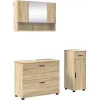 vidaXL Badkamermeubel Set 3 pcs Sonoma Eik Samengesteld Hout en Metaal