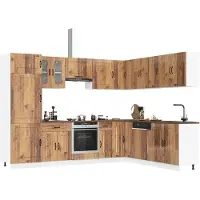 vidaXL 14-delige Keukenkastenset Kalmar bewerkt hout oud houtkleurig